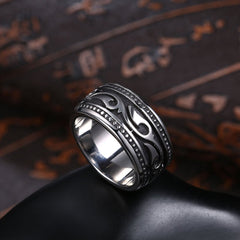 Yellow Chimes Rings for Men Heavy Band Ring Silver Oxidised Finger-Thumb Stainless Steel Ring for Men and Boys.
