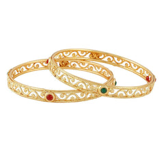 Yellow Chimes Classic Look 2 Pcs Bangle Set Gold Plated Traditional Ethnic Bangles for Women and Girls (2.4)