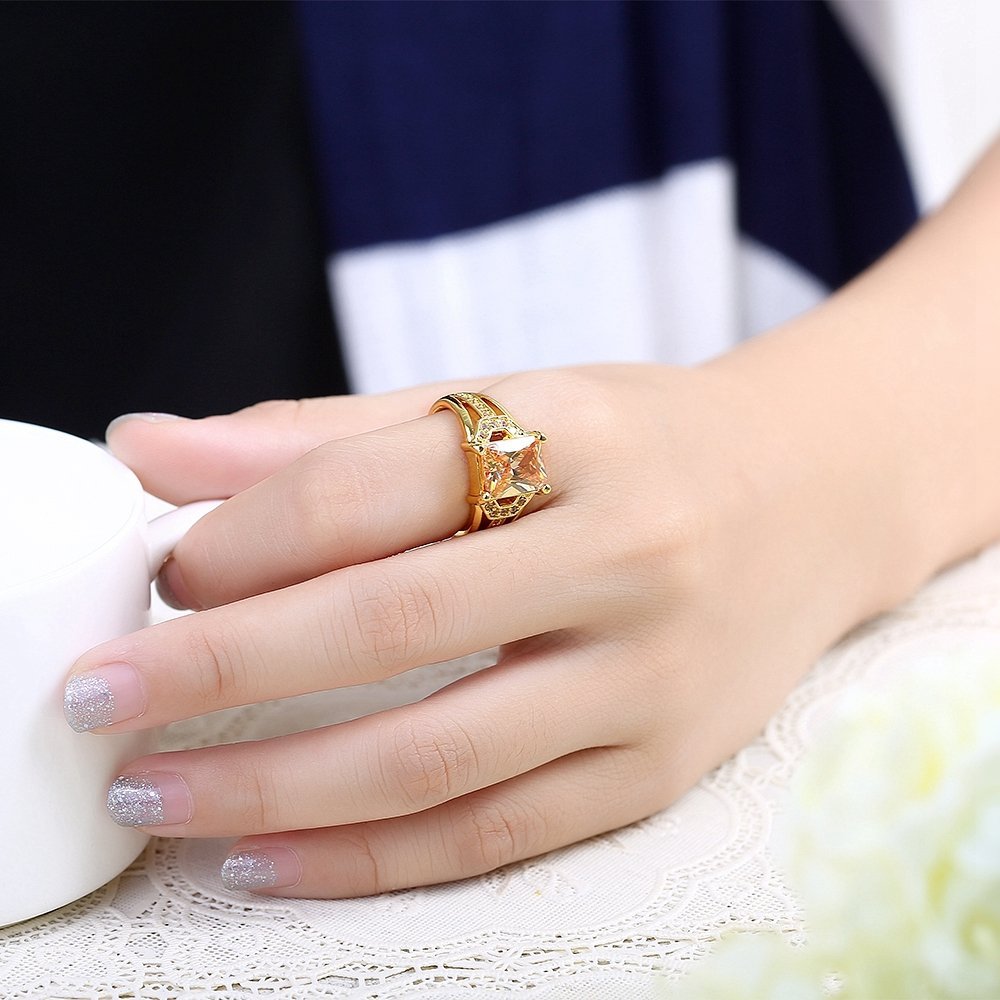 Yellow Chimes Crystal Rings For Women | Yellow Crystal Ring Pack of 1| Gold Plated Finger Ring for Girls | Birthday Gift For Girls & Women Anniversary Gift for Wife