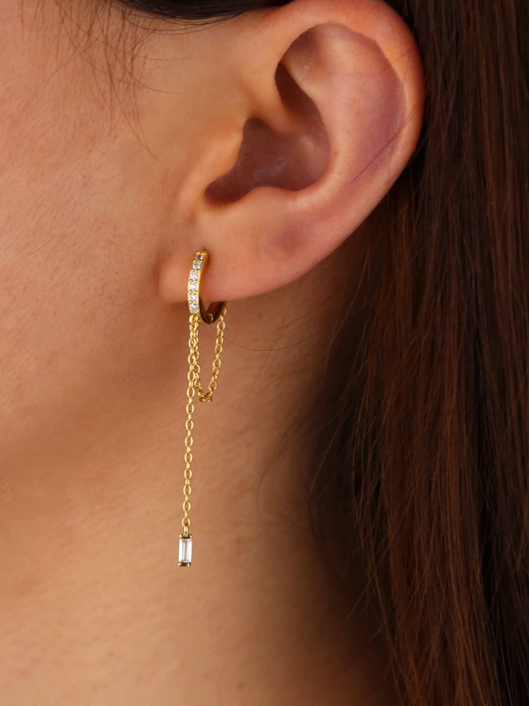 Yellow Chimes Earrings For Women Gold Tone Linear Chain Tassel Dangler Earrings For Women and Girls