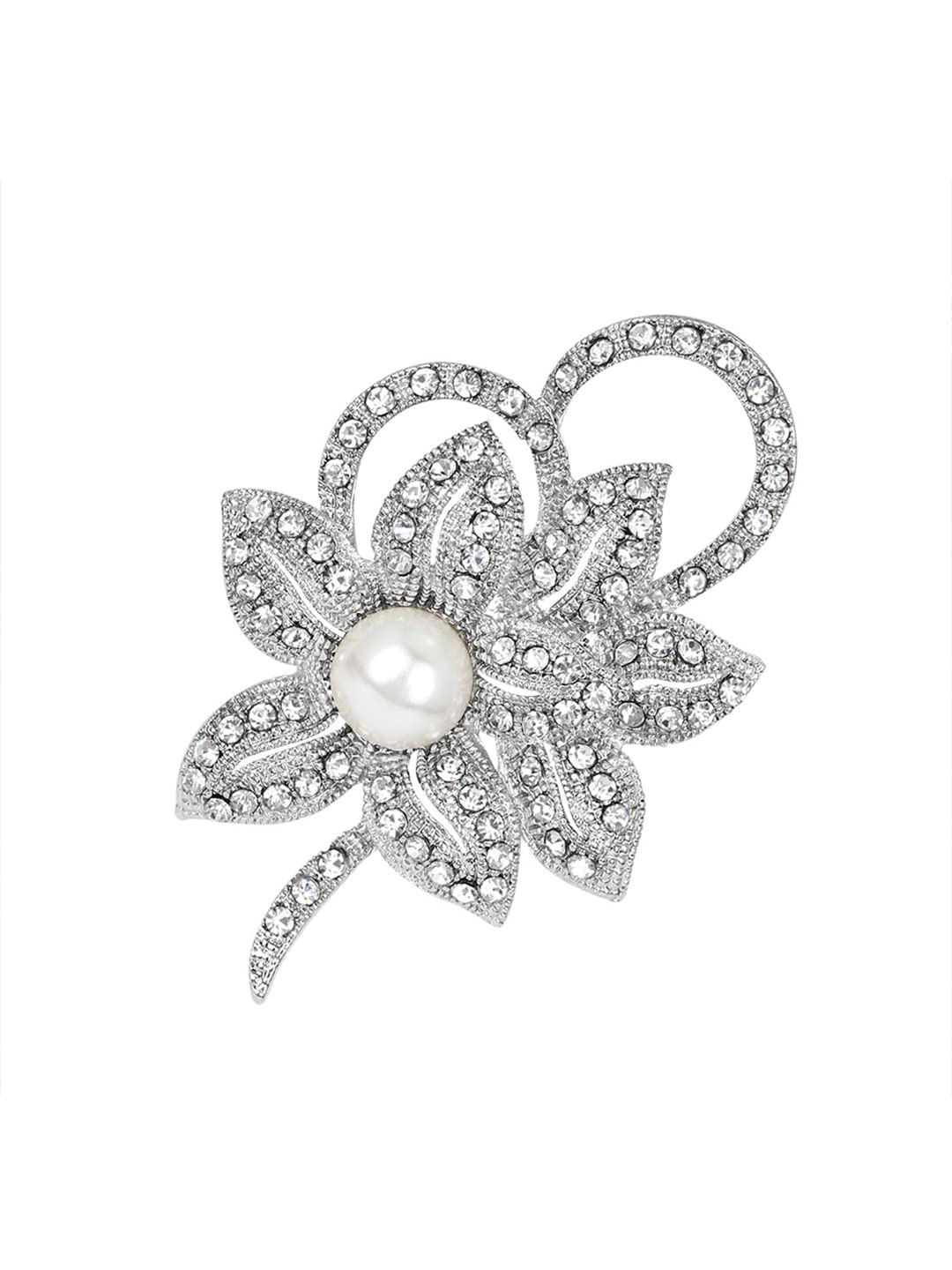 Yellow Chimes Brooch for Women Silver Plated Crystal Floral Brooch Pin Fashionable Luxury Brooch for Girls and Women.