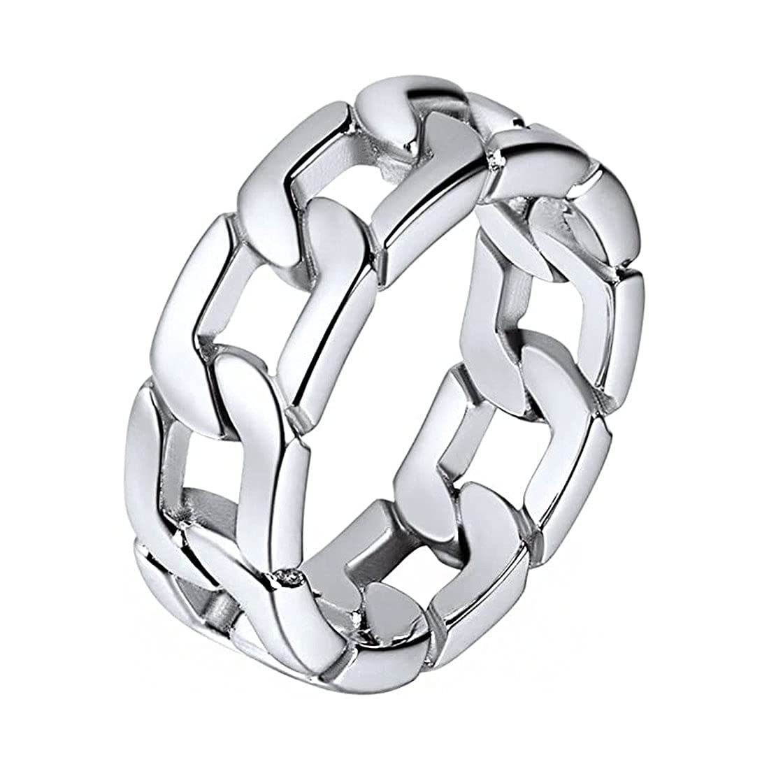 Yellow Chimes Rings for Men Silver toned Chain Designed Stainless Steel Metal Ring for Men and Boys.