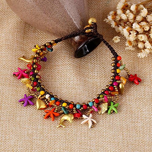 Yellow Chimes Anklets for Women Bohemian Starfish Charms Beaded Bracelet/Anklet for Women and Girls