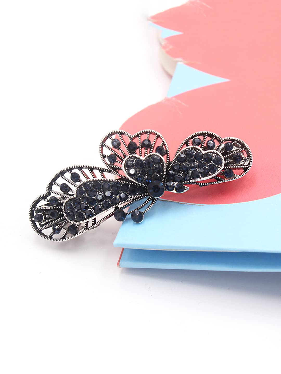 Yellow Chimes Hair Clips for Women Girls Barrette Hair Clips for Women Hair Accessories for Women Butterfly Clips for Women Blue Crystal French Barrette Hair Clips for Women and Girls Gift For Women & Girls