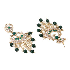 Yellow Chimes Earrings for Women and Girls Traditional Kundan Chandbali | Gold Plated Beads Drop | Kundan Stone Chand Baliyan Earrings | Birthday Gift for girls and women Anniversary Gift for Wife