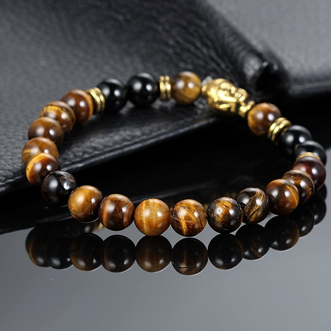 Yellow Chimes Bracelets for Men and Boys Brown Beads Bracelet for Men | D'Vine Buddha Beads Bracelet Reiki Onyx Charm Mens Bracelet | Birthday Gift for Men and Boys Anniversary Gift for Husband