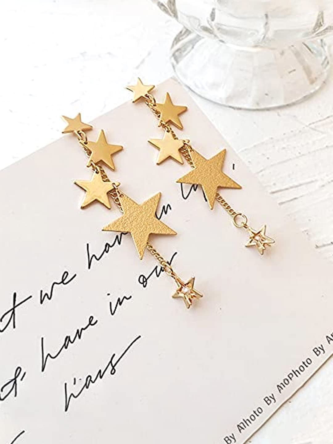 Yellow Chimes Earrings For Women Gold Toned Star Designed Hanging Chain Dangler Earrings For Women and Girls