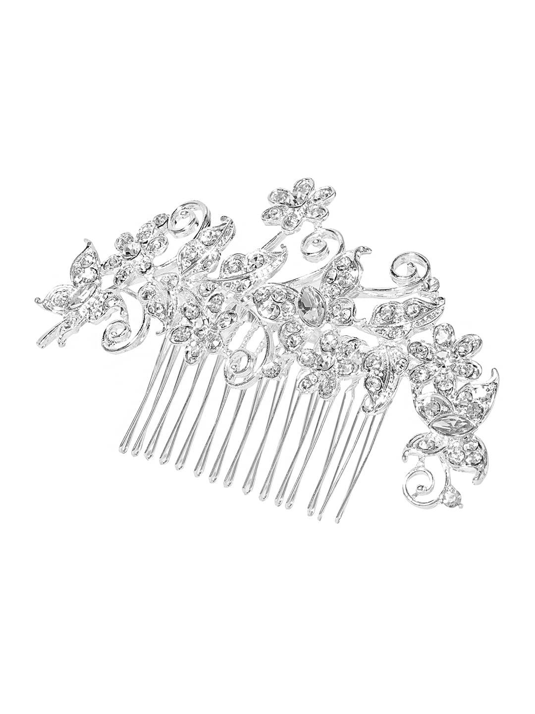 Yellow Chimes Comb Pin for Women Hair Accessories for Women Floral White Comb Clips for Hair for Women Crystal Hair Pin Bridal Hair Accessories for Wedding Side Pin / Comb Pin / Juda Pin Accessories for Women