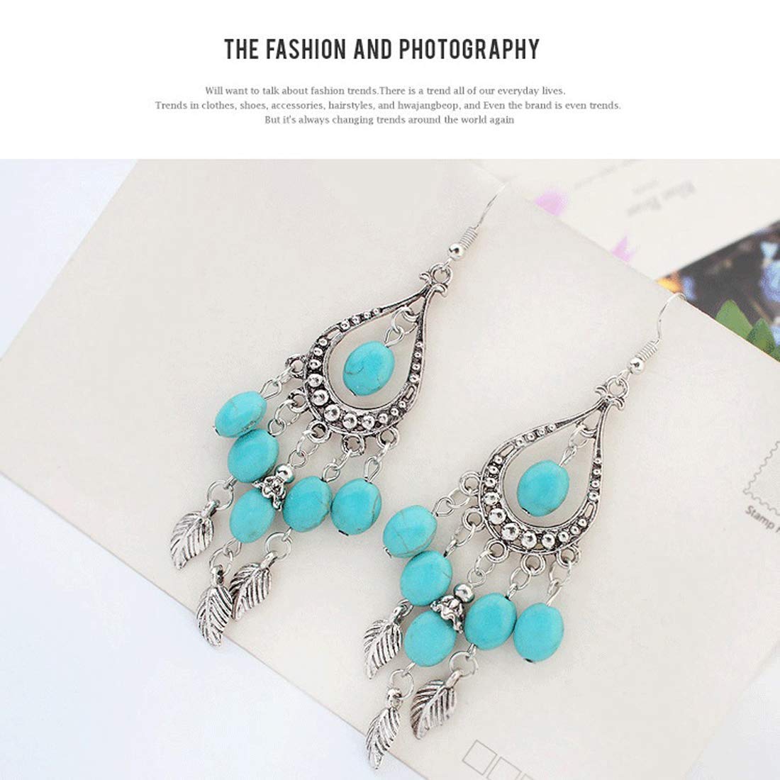 Yellow Chimes 2 Pairs Combo Vintage Ethnic Fusion Turkish Bohemian Oxidized Silver Drop Tassel Earrings for Women and Girls