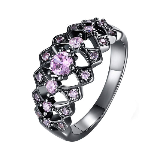 Yellow Chimes Rings for Women Black Gun Plated Purple Crystal Adjustable Rings for Women and Girls.