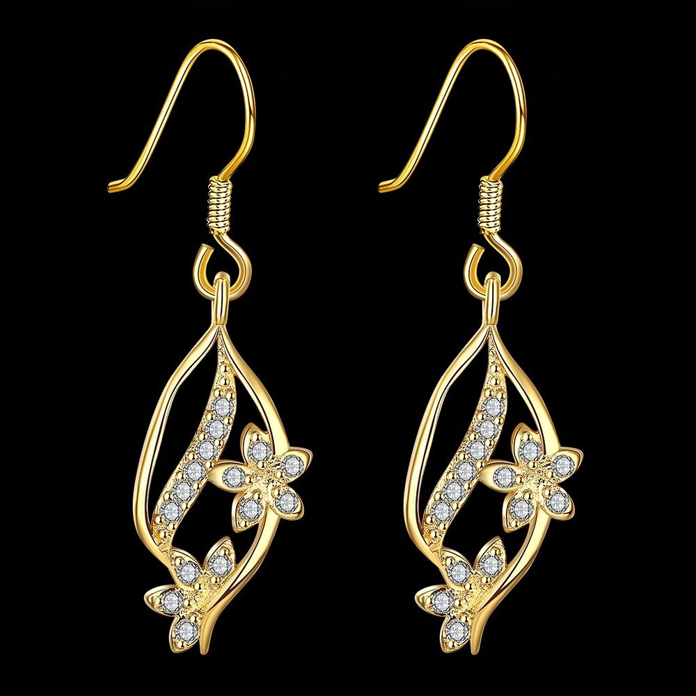 YELLOW CHIMES Golden Flower and Petal High Grade Crystal Earrings for Women and Girls