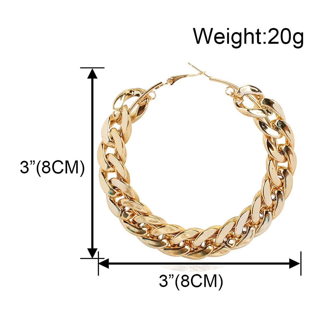 Yellow Chimes Earrings for Women and Girls Fashion Golden Hoops | Gold Plated Punk Cuban Chain Big Circle Hoop Earrings | Birthday Gift for girls and women Anniversary Gift for Wife