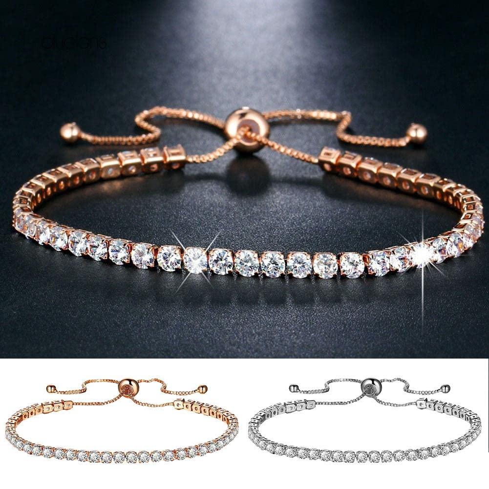 Yellow Chimes Valentine Gift for Girls Elegant Rose Gold plated White Crystal Studded Adjustable bracelet for Women and Girls