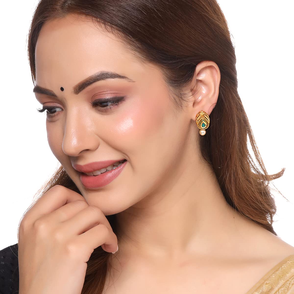 Yellow Chimes Earrings for Women and Girls Pearl Stud Earrings | Gold Plated 3 Pairs Combo of Pearl Earrings | Birthday Gift for girls and women Anniversary Gift for Wife