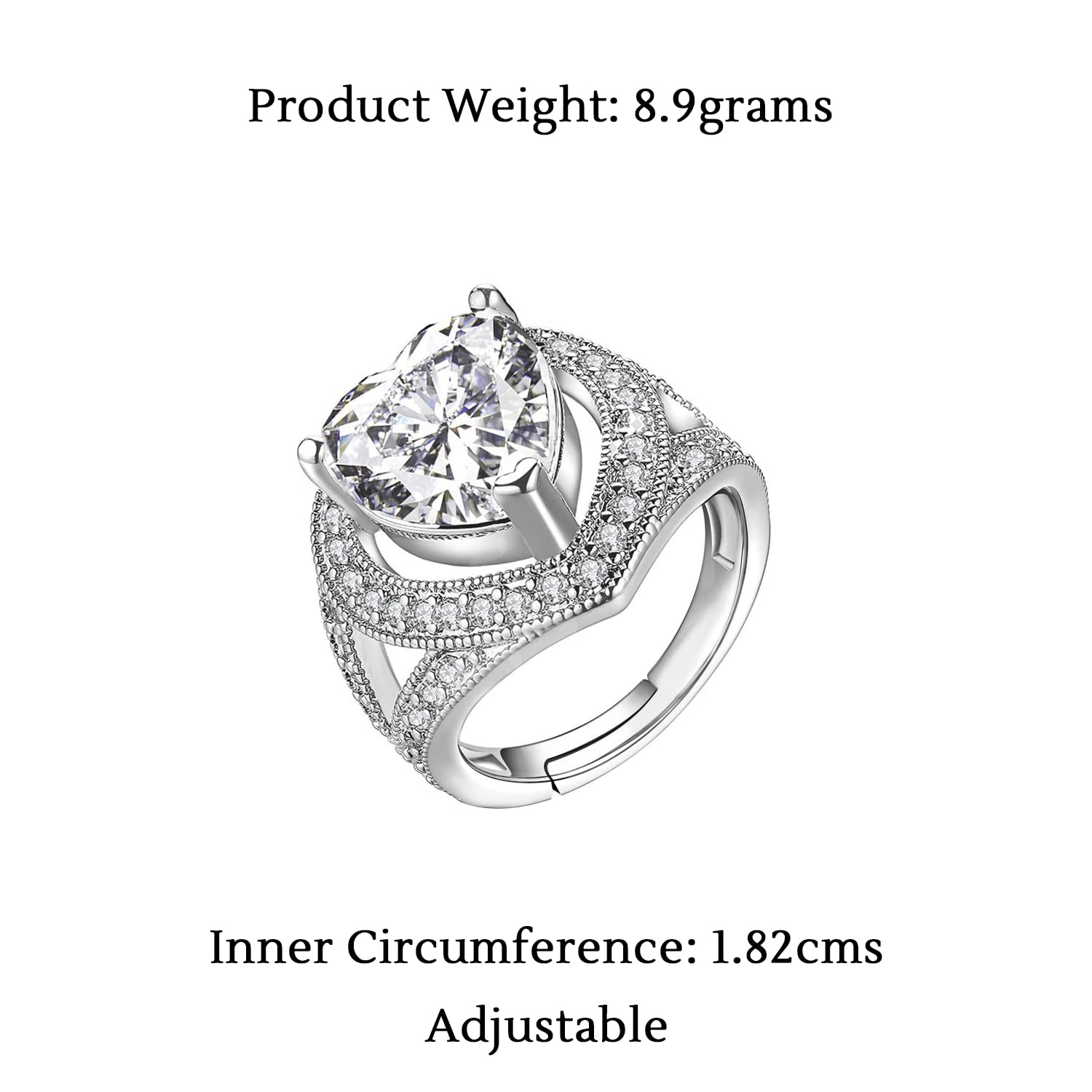 Amazon.com: Amazon Essentials Platinum-Plated Sterling Silver Round Ring  Set made with Infinite Elements Cubic Zirconia (1 Carat Center Stone), Size  6 (previously Amazon Collection) : Clothing, Shoes & Jewelry