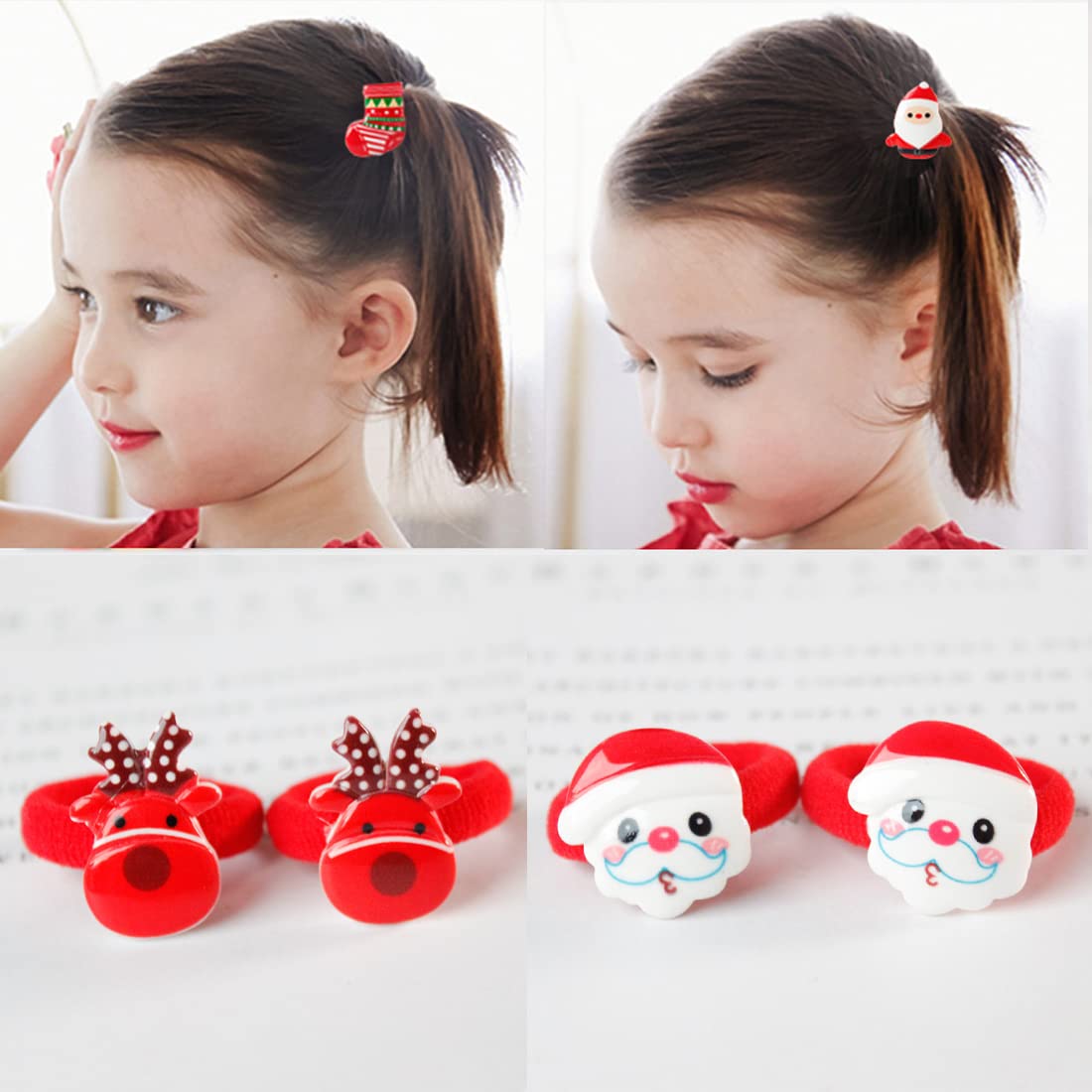 Melbees by Yellow Chimes Rubber Bands for Girls Set of 5 Pairs Rubberbands Winter Christmas Collection with Cute Characters Ponytail Holders for Kids Girls Hair Accessories