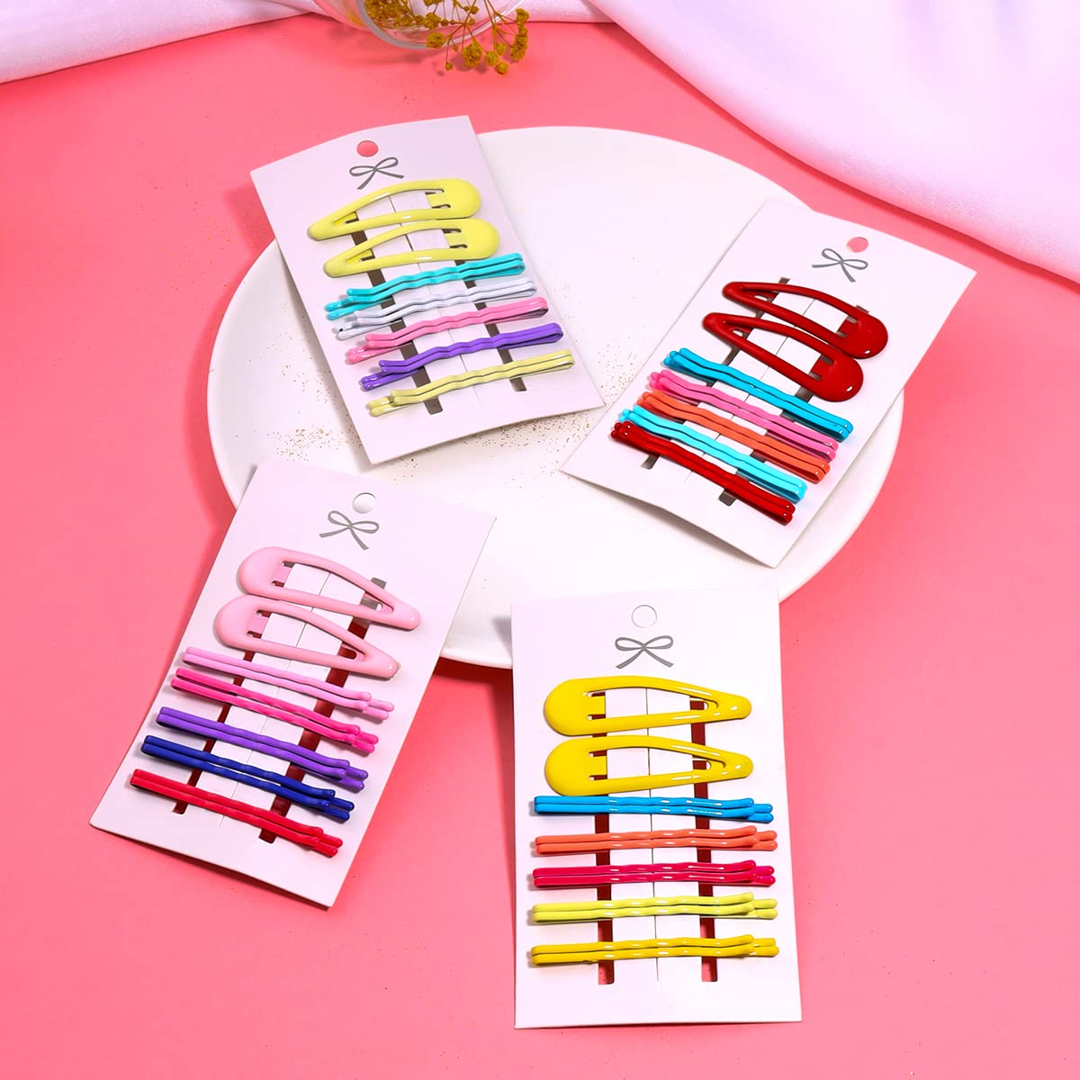 Melbees by Yellow Chimes Hair Clips for Girls Kids Hair Clip Hair Accessories for Girls Baby's 40 Pcs Hair Pin Bobby Pins 8 Pcs Multicolor Snap Hair Clips Tic Tac Clips Hairclips for kids Baby Teens & Toddlers