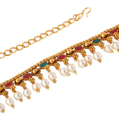 Yellow Chimes Kamarbandh For Women Gold Plated Multicolor Stone and Pearl Beaded Traditional Adjustable Kamarbandh For Women and Girls
