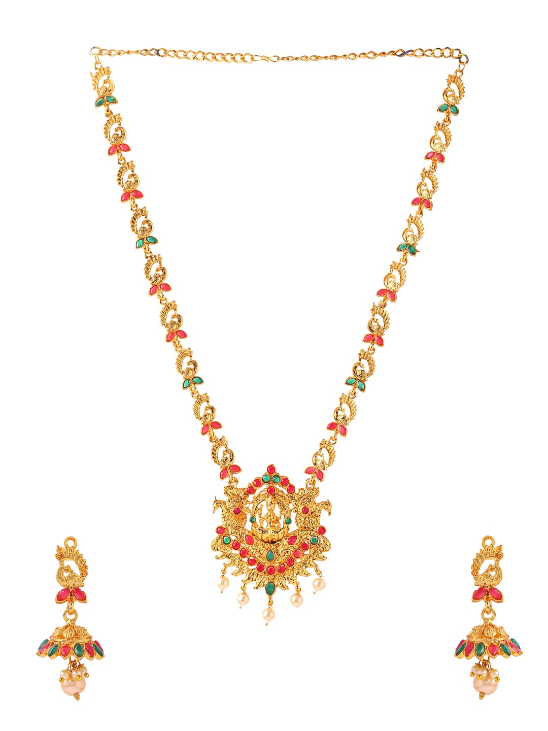 Yellow Chimes Jewellery Set for Women and Girls | Gold Plated Temple Jewellery Set for Women Traditional | Accessories Jewellery for Women | Stone Studded Long Haram Jewelry Set Antique Jewellery | Birthday Gift for girls and women Anniversary Gift for