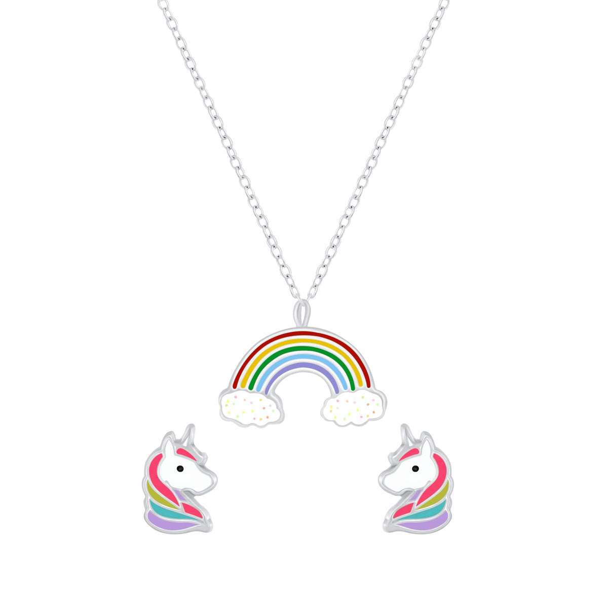 Raajsi by Yellow Chimes 925 Sterling Silver Pendant Set for Girls & Kids Melbees Kids Collection Rainbow Design | Birthday Gift for Girls Kids | With Certificate of Authenticity & 6 Month Warranty