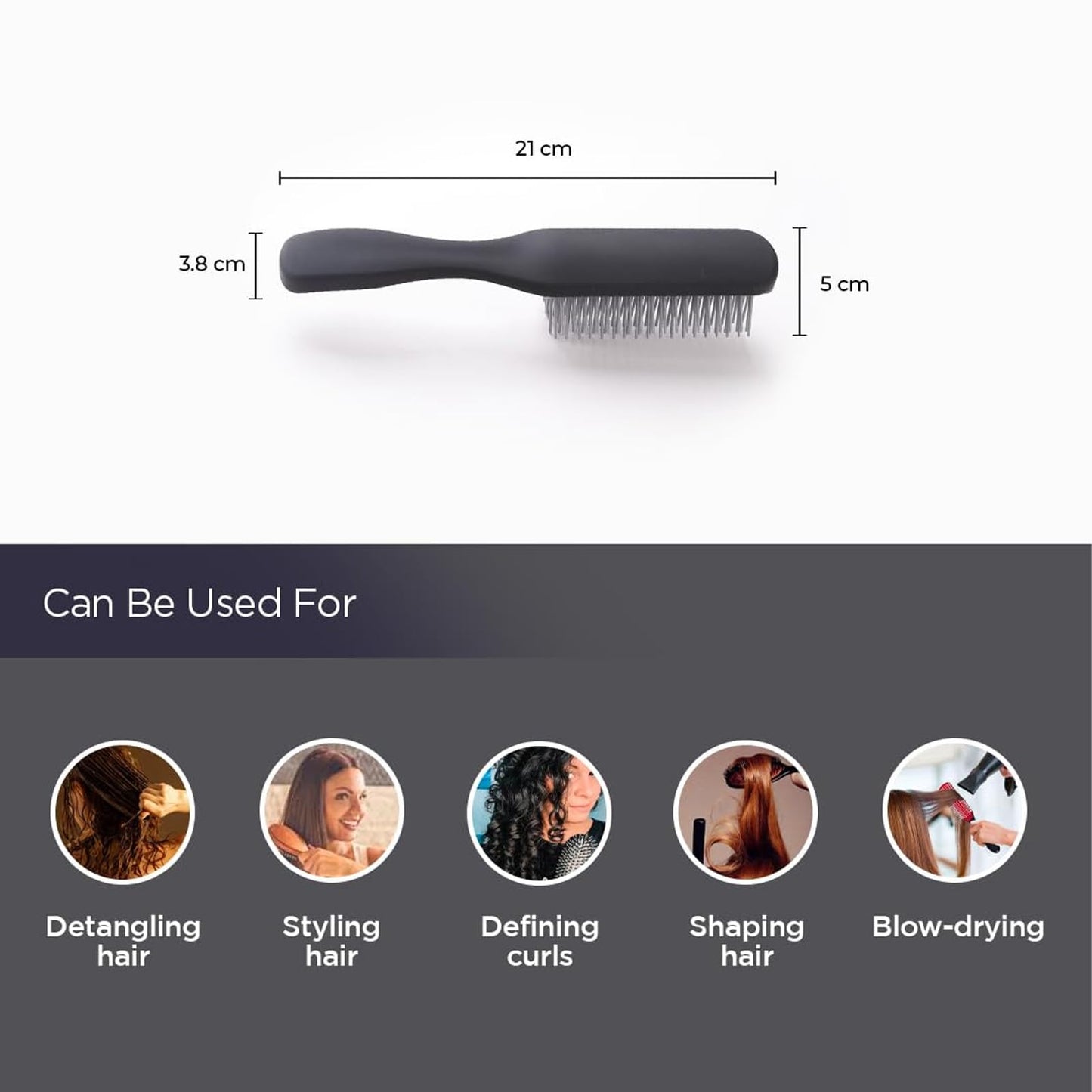 Yellow Chimes Flat Hair Brush with Strong & Flexible Bristles | 9-Row Curl Defining Brush for Thick Curly & Wavy Hair | Large Fan-type Head | Hair Styling Brush for Women & Men