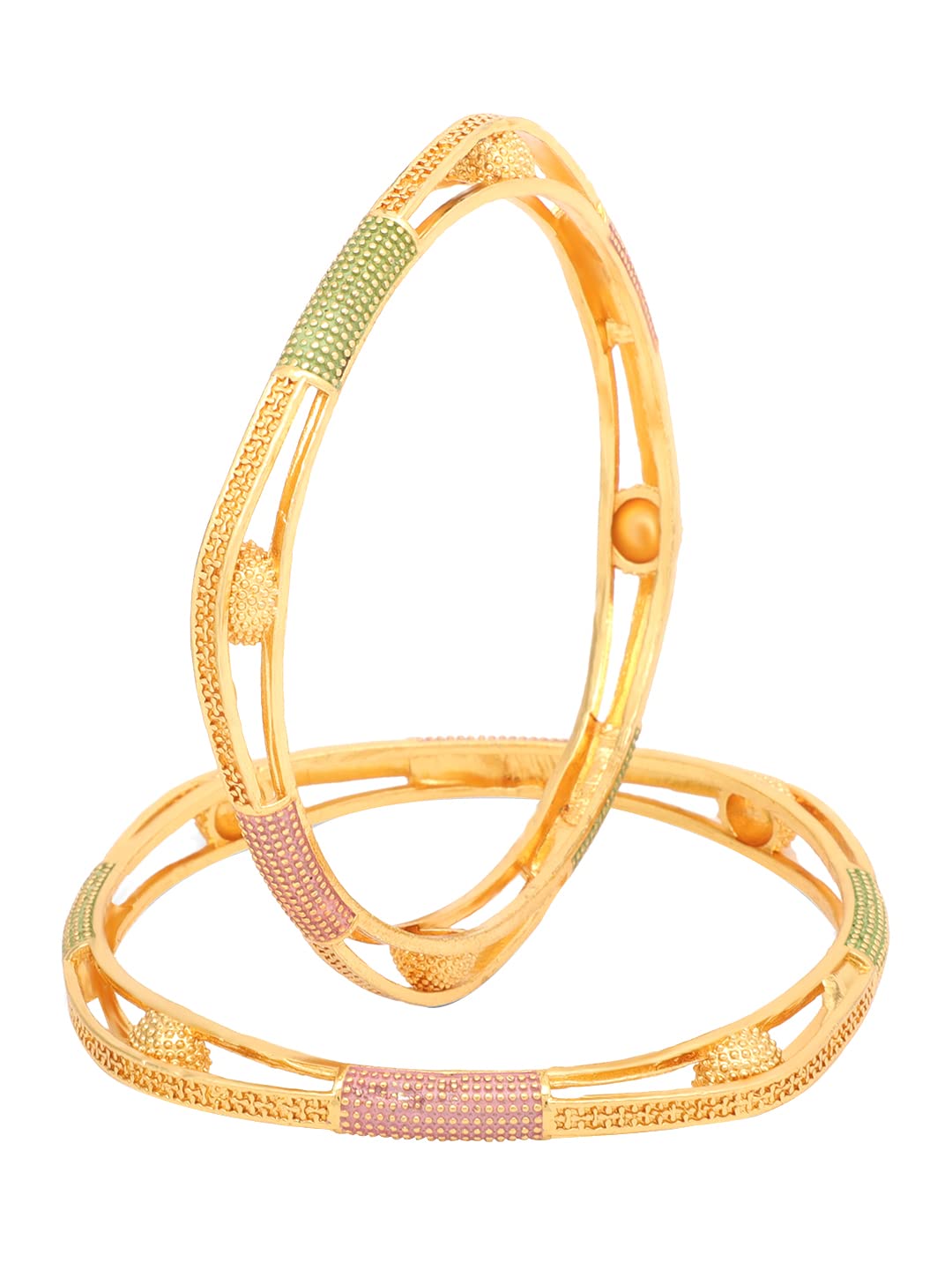 Yellow Chimes Bangles for Women Gold Toned Meenakari Touch Traditional Bangles for Women and Girls