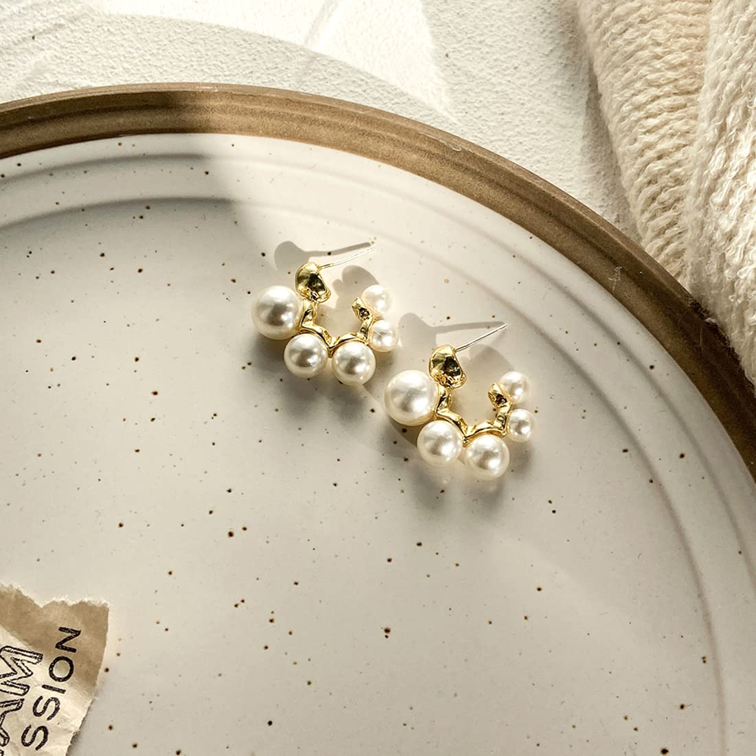 Yellow Chimes Earring For Women Gold Toned Pearl Studded Hoop Earrings For Women and Girls