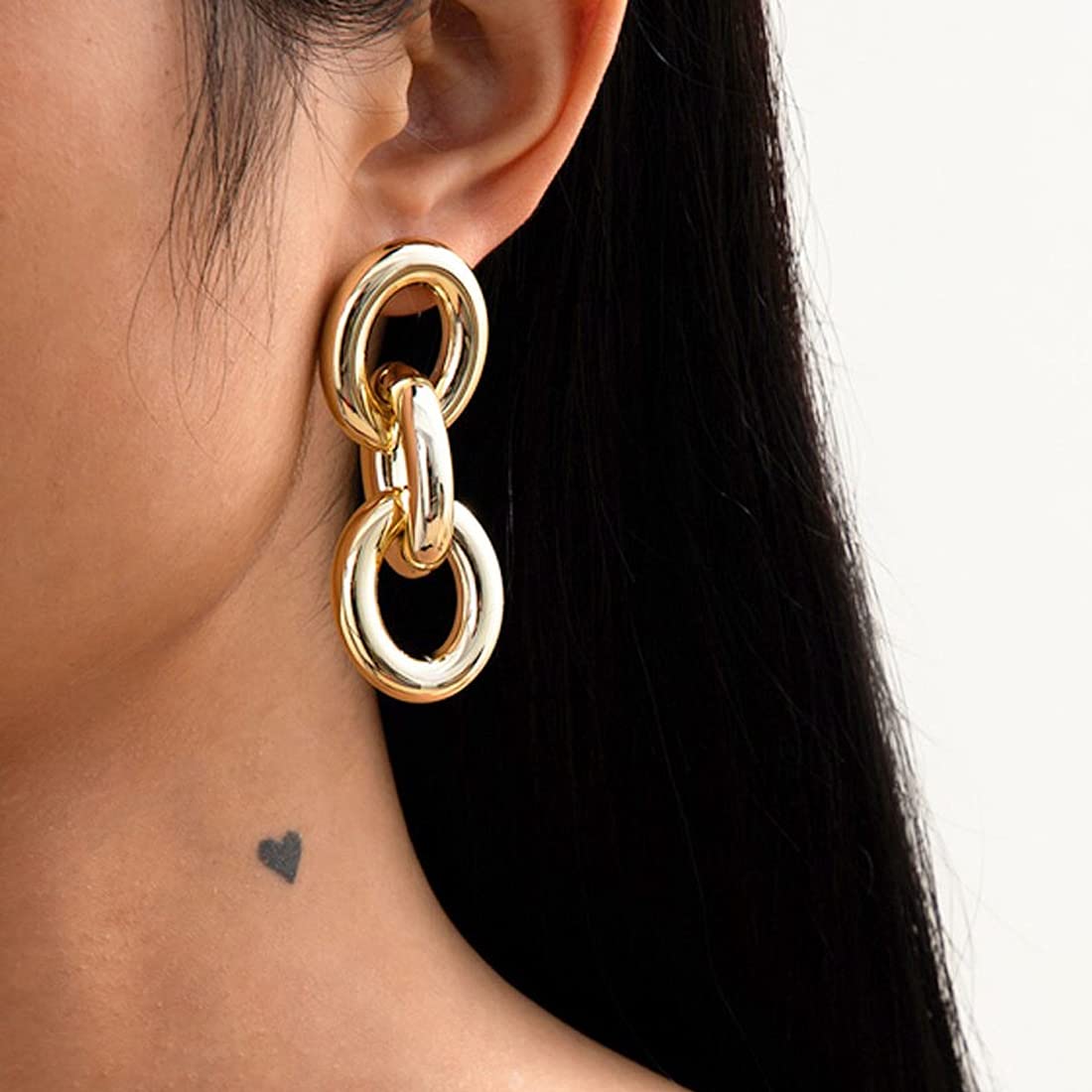 Yellow Chimes Drop Earrings for Women Combo of 2 Pairs Gold Plated Geometric Design Circle Chain Drop Earrings for Women and Girls.