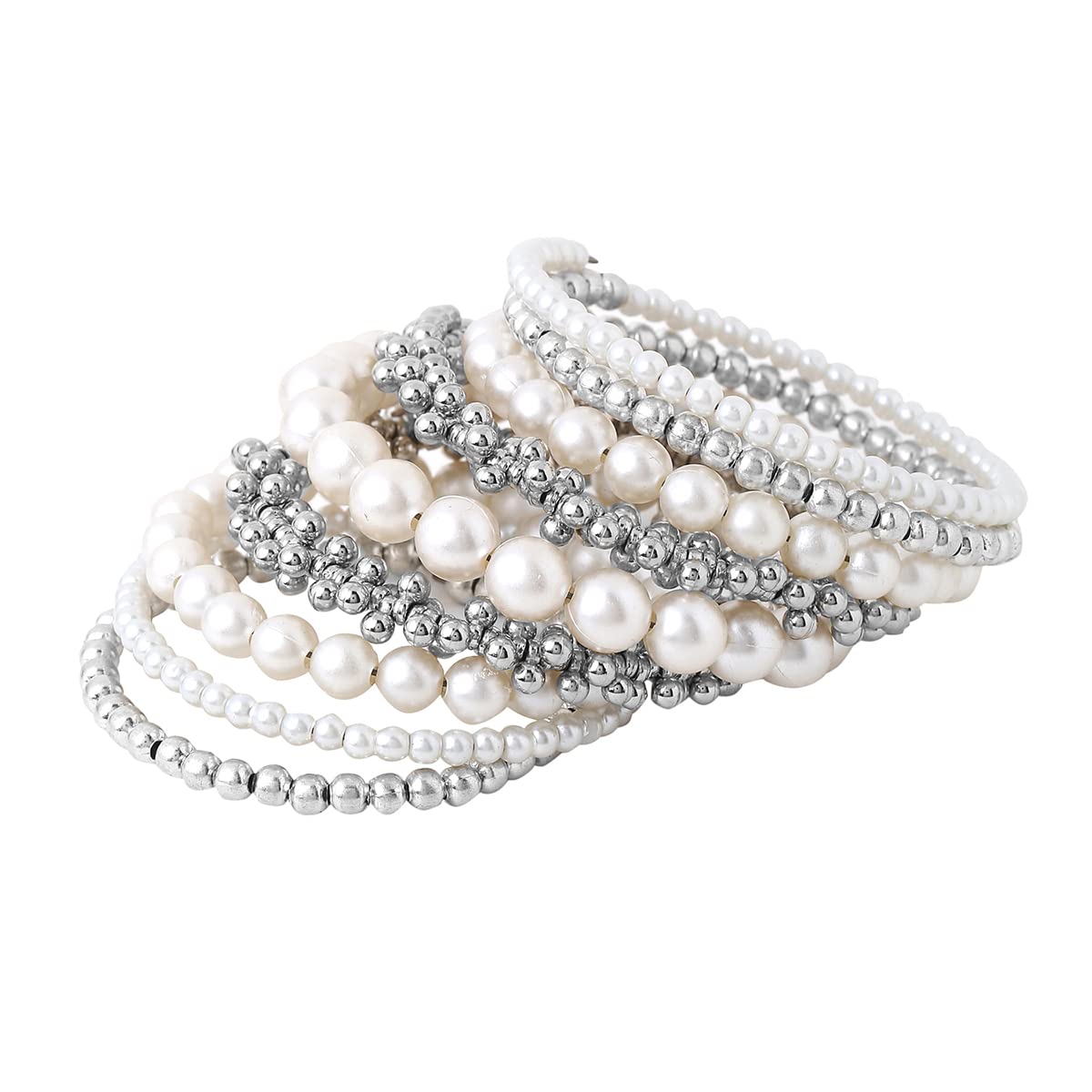 Yellow Chimes Bracelet for Women and Girls Beads Bracelet for Women | Spiral Multi Layered White Pearl Bracelet | Birthday Gift For girls and women Anniversary Gift for Wife