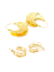 Yellow Chimes Hoop Earrings for Women Fashion Golden Hoops Earring Set | Gold Plated Combo of 2 Pairs Western Hoop Earrings for Girls | Birthday Gift for Girls & Women Anniversary Gift for Wife