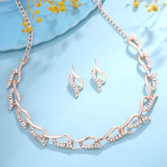 Yellow Chimes Jewellery Set for Women and Girls Crystal Jewellery Set for Women| Rose Gold Plated Crystal Choker Necklace Set | Birthday Gift for girls and women Anniversary Gift for Wife