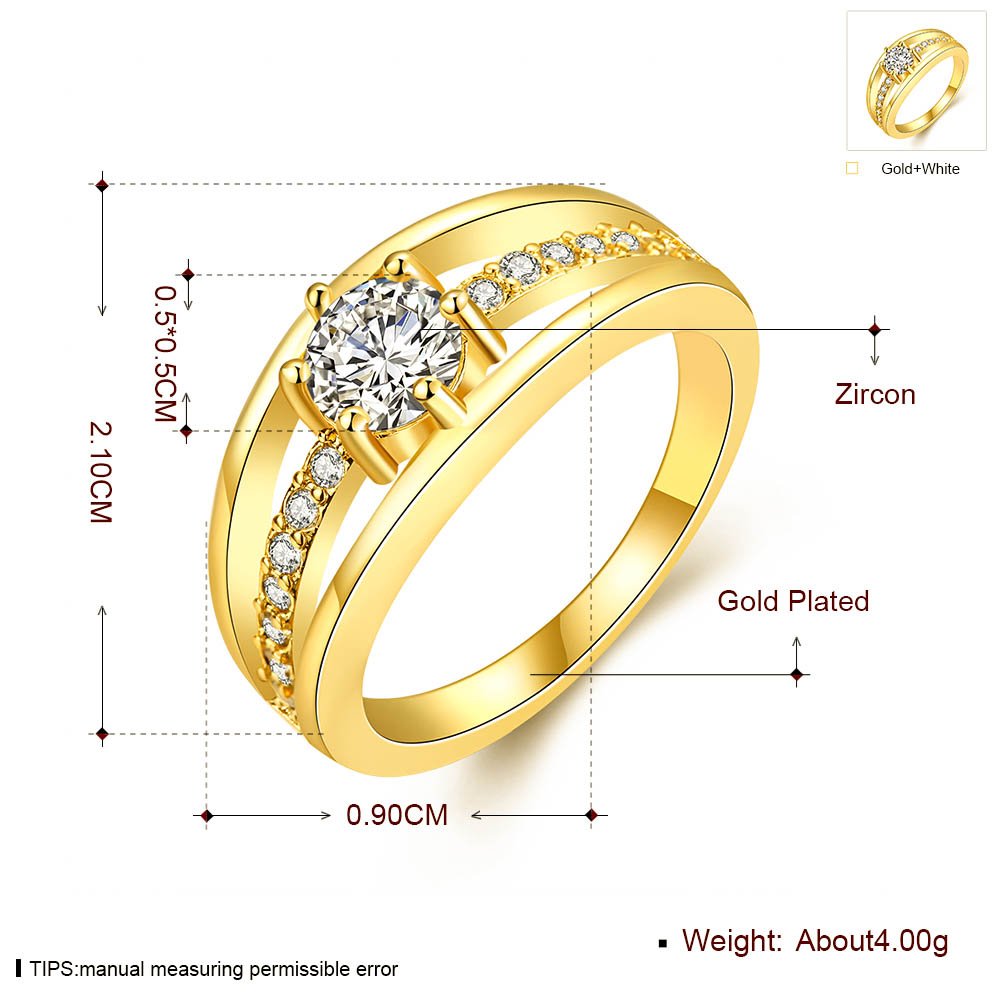 Yellow Chimes Single Stone Sparkling Layer 18K Gold Plated Cubic Zircon Designer Ring for Women