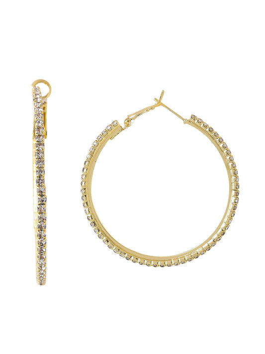 Yellow Chimes Earrings for Women and Girls Hoop Earrings for Girls | Gold Toned Crystal Studded Hoop Earrings | Birthday Gift for girls and women Anniversary Gift for Wife