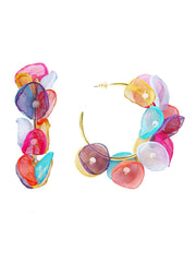 Yellow Chimes Earrings For Women Gold Tone Hoop With Multicolor Petals Attached Earrings For Women and Girls