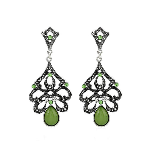 Yellow Chimes Tribal Vintage Grey Green Dangle Earring for Women & Girls