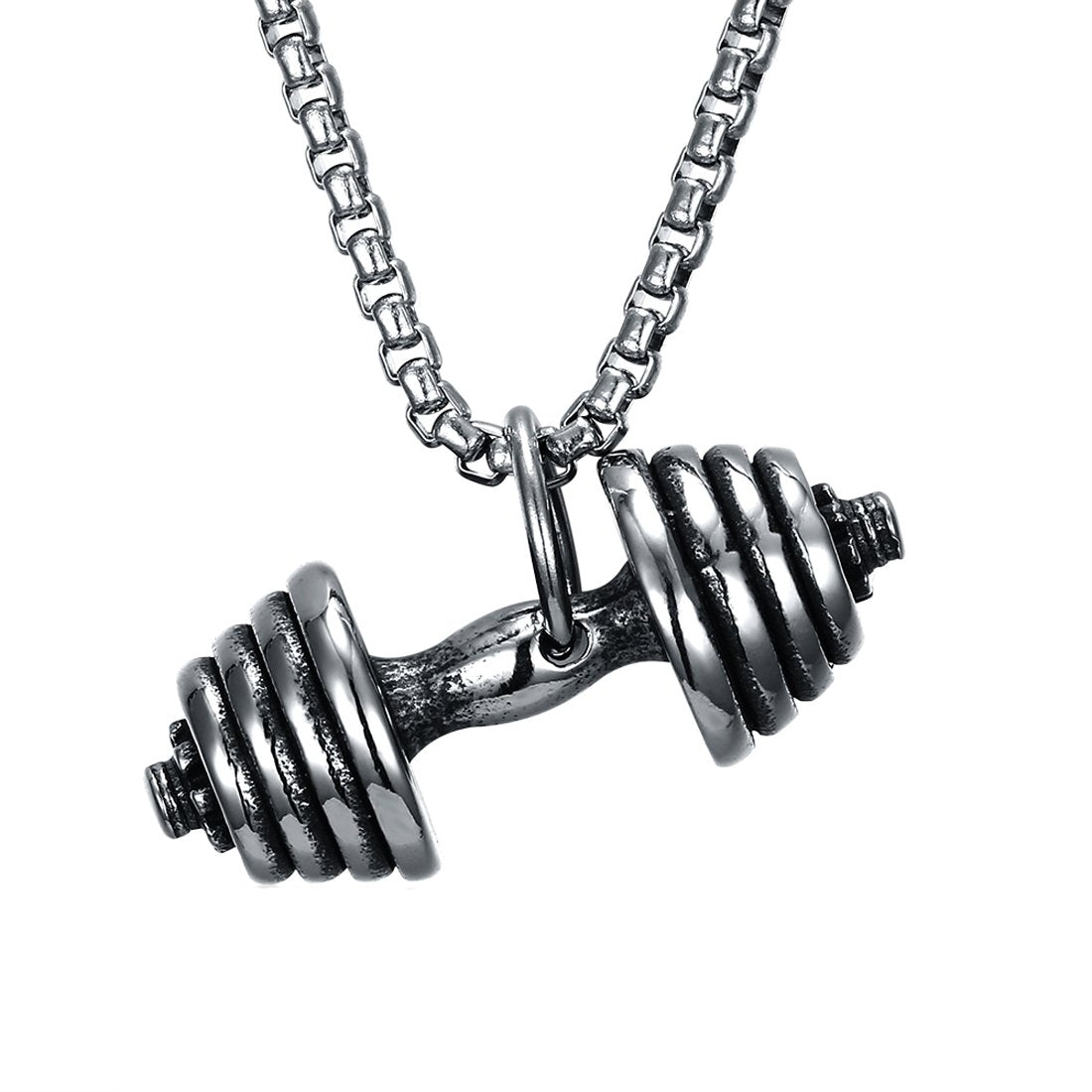 Yellow Chimes Popular Dumbbell Muscular Sign Silver Oxidized Stainless ...