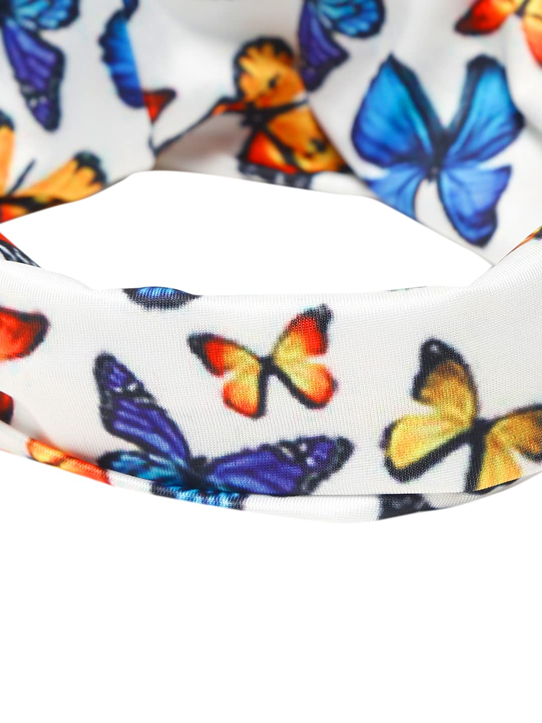 Yellow Chimes Head Bands for Girls Headbands for Women Butterfly Printed Multicolor Fabric Broad Headband Hair Accessories for Women and Girls.