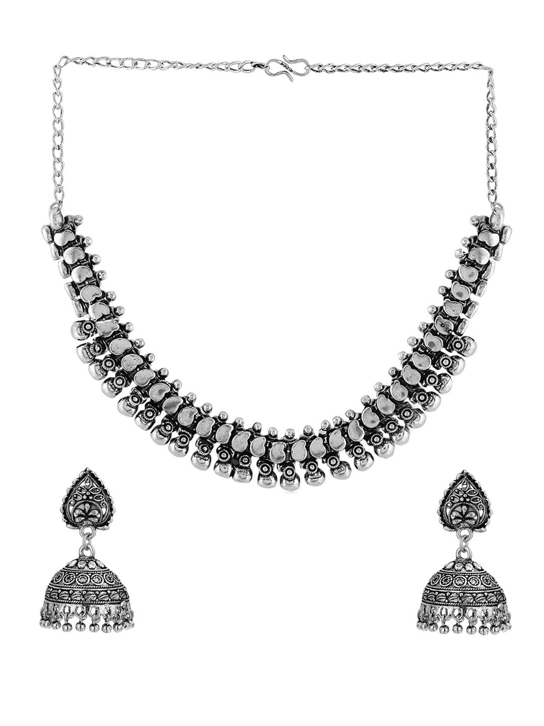 Yellow Chimes Oxidized Silver Jewellery Set for Women