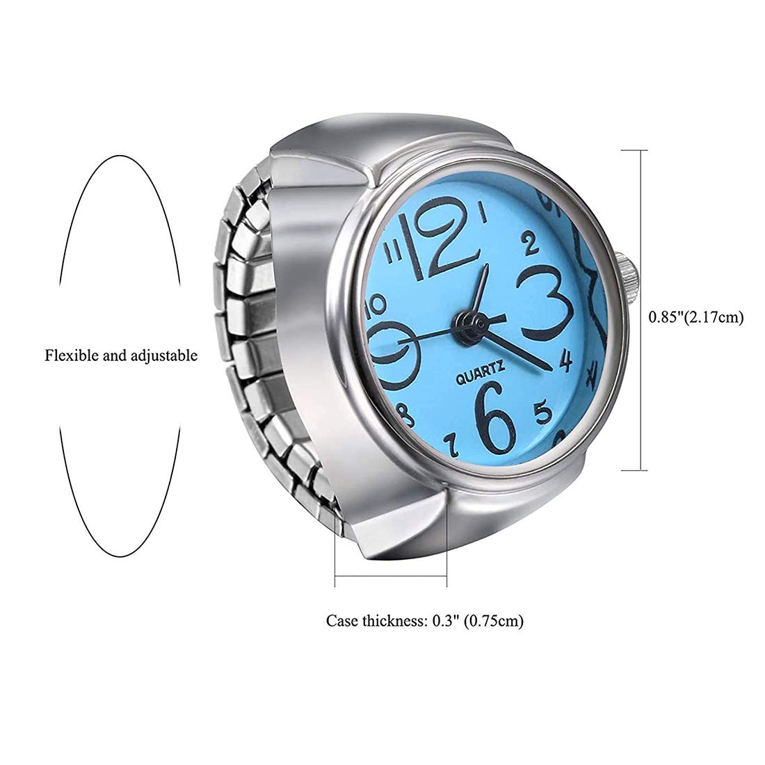 Yellow Chimes Stainless Steel Blue Dial Analog Watch Ring Stretchable Ring for Women and Girls (YCFJRG-886WCT-LBL)