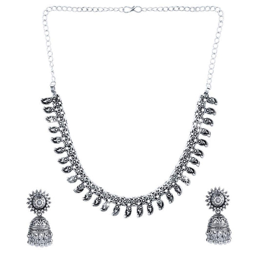 Yellow Chimes Oxidised Jewellery Sets Jewellery Set for Women (Silver Oxidized) (YCTJNS-TIRLEAF-SL)