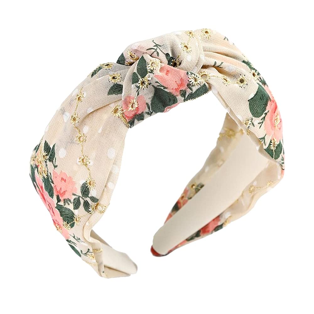 Yellow Chimes Hair Bands for Girls Peach Hairbands for Women Solid Fabric Knot Floral Printed Headband Hairband Hair Accessories for Women and Girls.