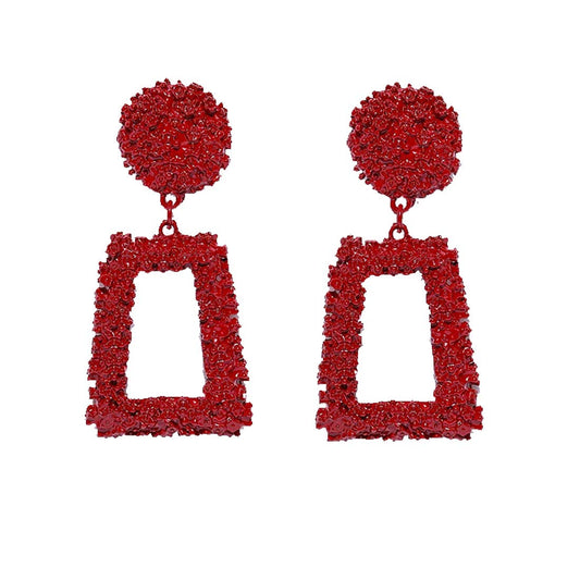 Yellow Chimes High Trend Latest Geometric by Yellow Chimes Copper Dangler Earrings for Women (Red) (YCFJER-810SQR-RD)