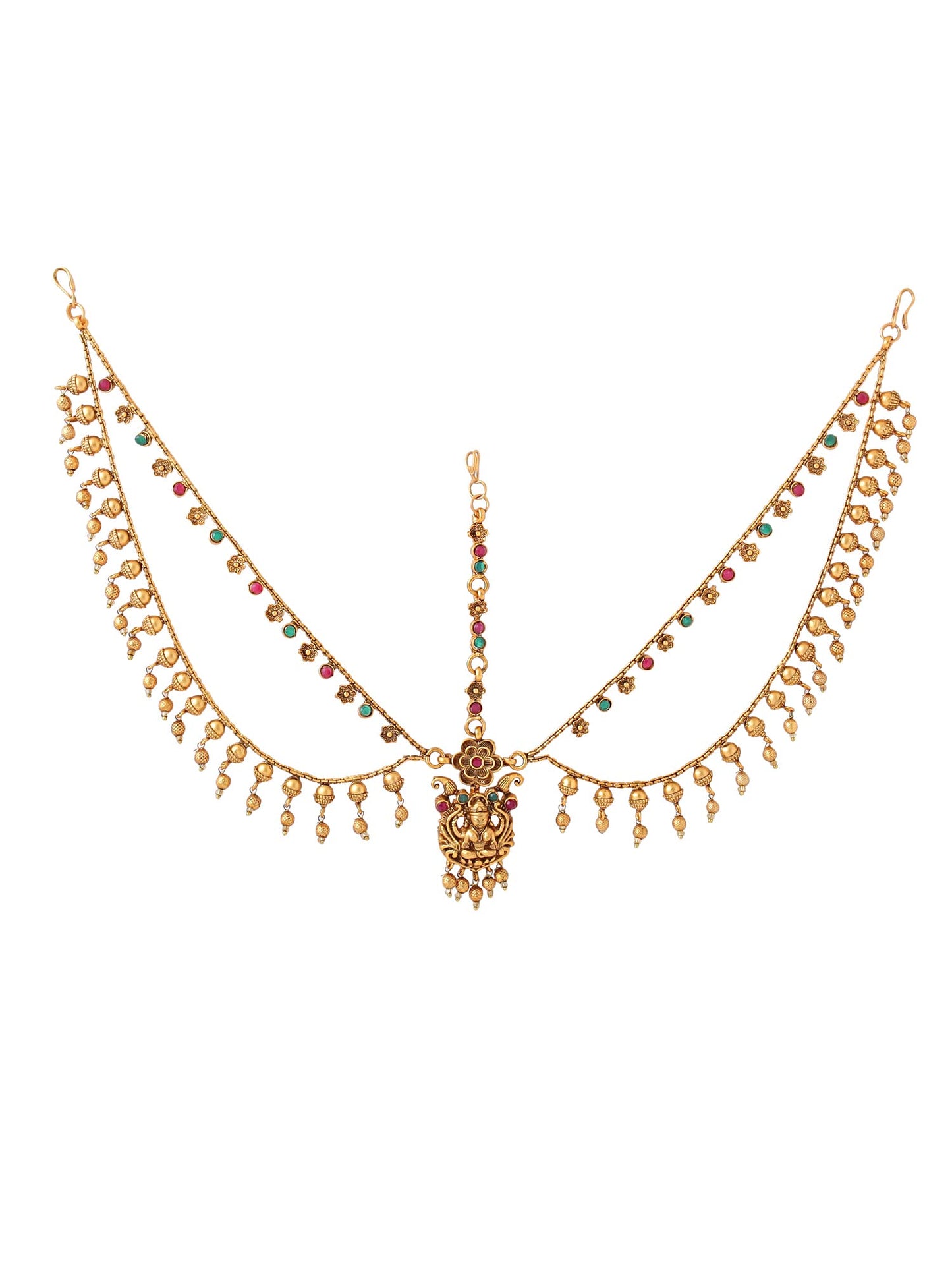 Yellow Chimes Head Chain Daamini For Women Gold Toned Multicolor Layered Temple Bridal Traditional Mathapatti Daamini For Women and Girls