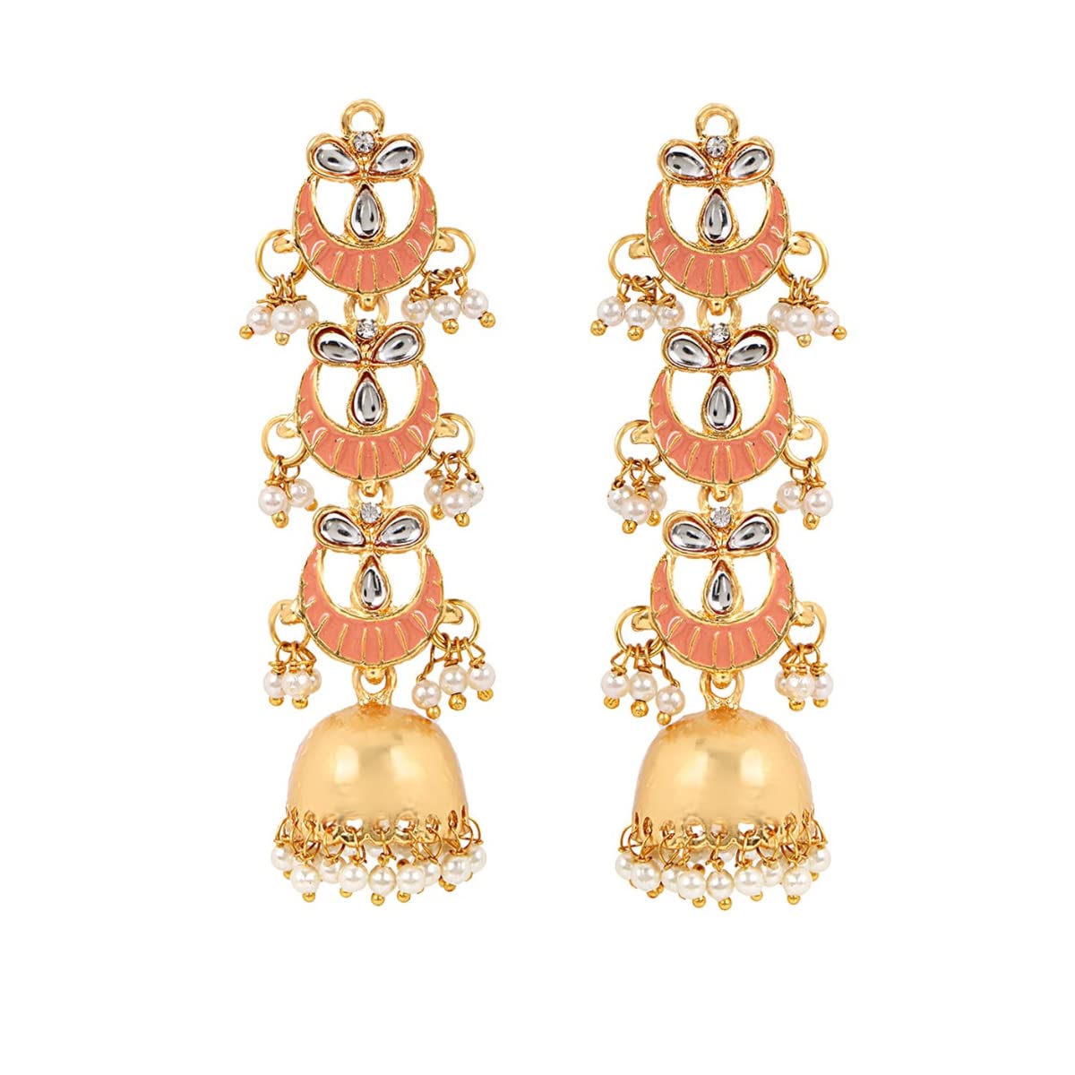 Yellow Chimes Jhumka Earrings for Women Gold Plated Traditional Meenakari Floral Chandbali Dangler Earrings for Women and Girls.