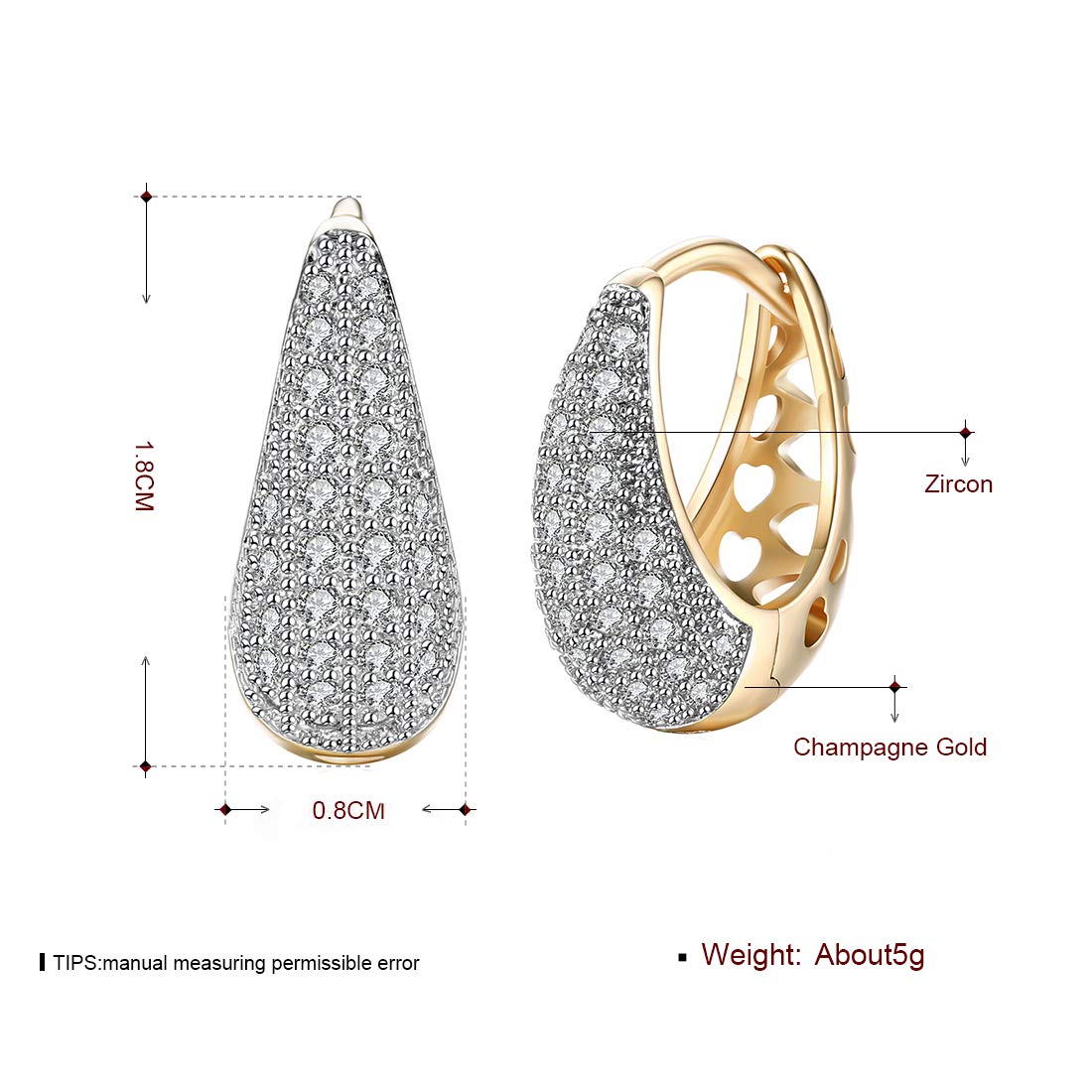 Gold Zircon Embellished Triple Layered Hoop Earrings – www.pipabella.com