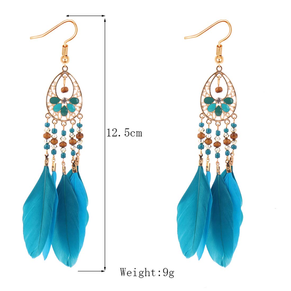 Kairangi Earrings for Women and Girls | Blue Studded Beads Long Dangler Earring | Gold Plated Tassel Earring | Western Long Tassel Earrings | Birthday Gift for girls & women Anniversary Gift for Wife