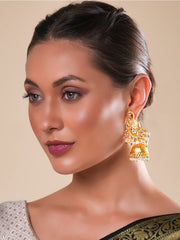 Yellow Chimes Jhumka Earrings for Women Traditional Gold Plated Leafy Shaped Long Jhumka/Jhumki Earrings for Women and Girls