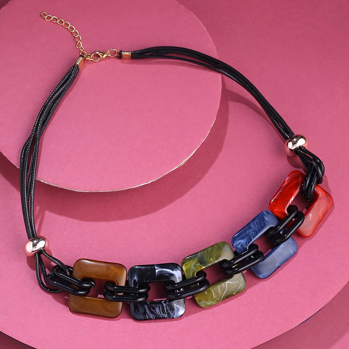 Yellow Chimes Necklace for Women and Girls Fashion Multicolor Choker Necklace for Women Western | Geometric Statement Style Choker Necklace | Birthday Gift for Girls & Women Anniversary Gift for Wife