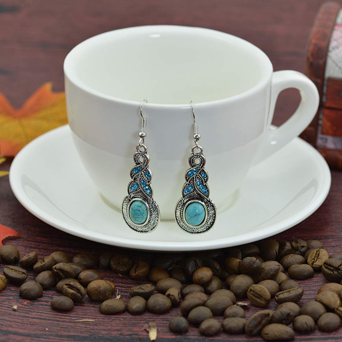 Yellow Chimes 2 Pairs Combo Bohemian Modern Fusion Oxidized silver Drop Chand Bali Earrings