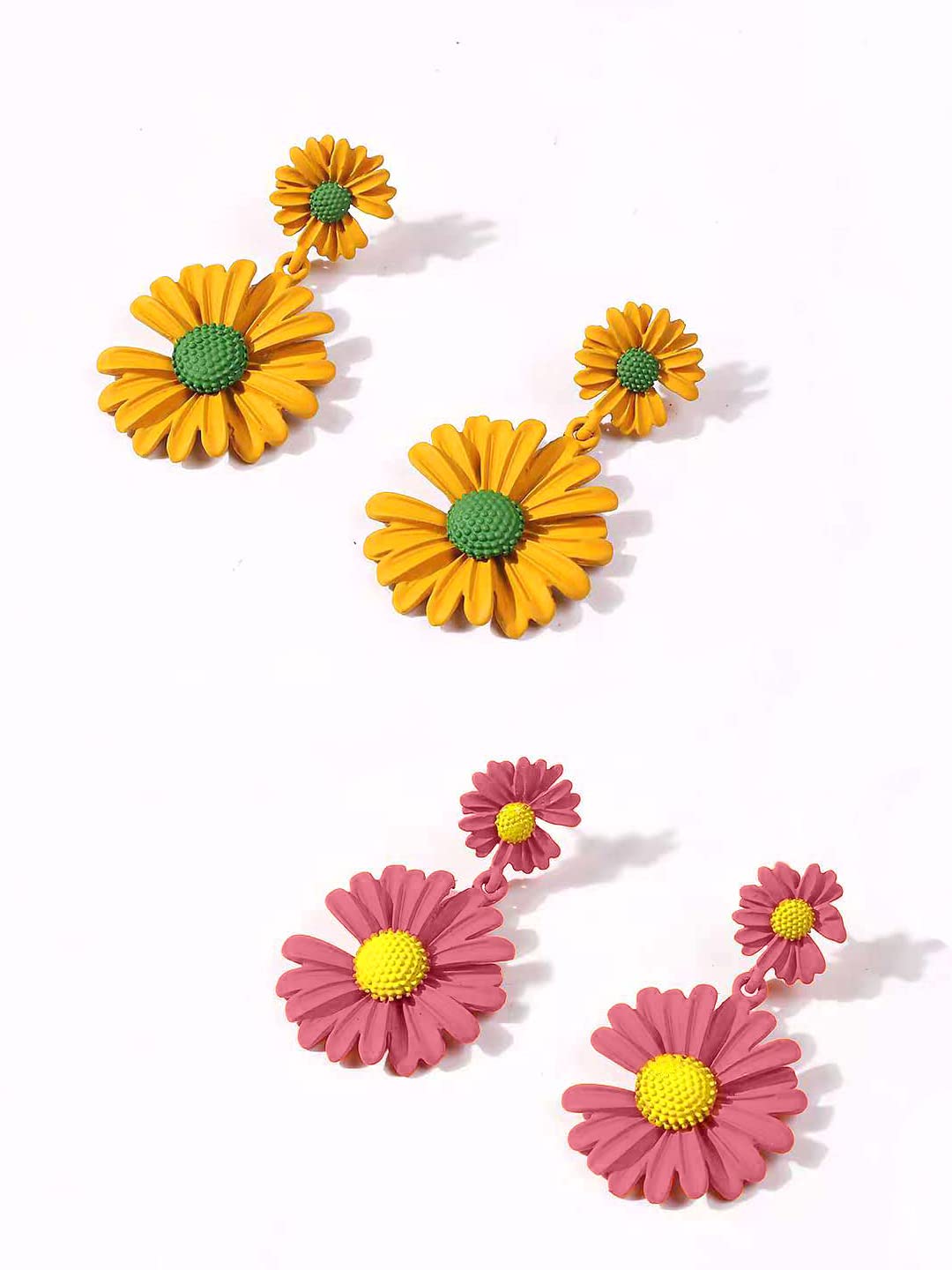 Yellow Chimes Drop Earrings for Women Combo of 2 Pairs Floral Drop Earrings Yellow Peach Casual Wear Drop Earrings For Womens and Girls.